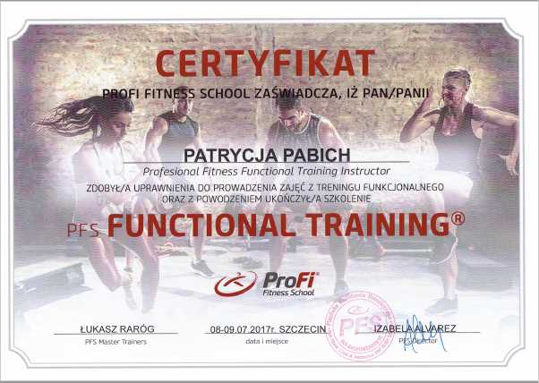 Functional Training Certyfikat Patrycja Pabich