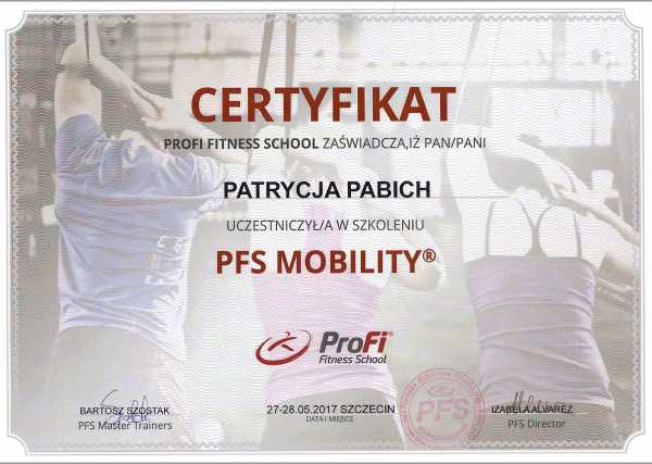 PFS Mobility Certyfikat Patrycja Pabich