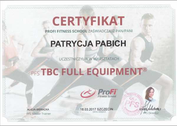 TBC full equipment Certyfikat Patrycja Pabich